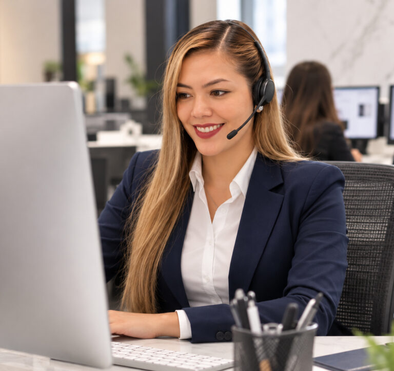 D&V Home Design Center support specialist assisting a client by phone